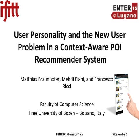 User Personality and the New User Problem in a Context-­‐Aware POI Recommende...