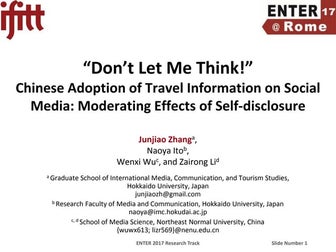 Chinese Adoption of Travel Information on Social Media: Moderating Effects of...