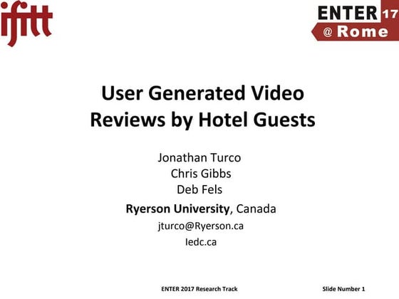 User Generated Video Reviews by Hotel Guests