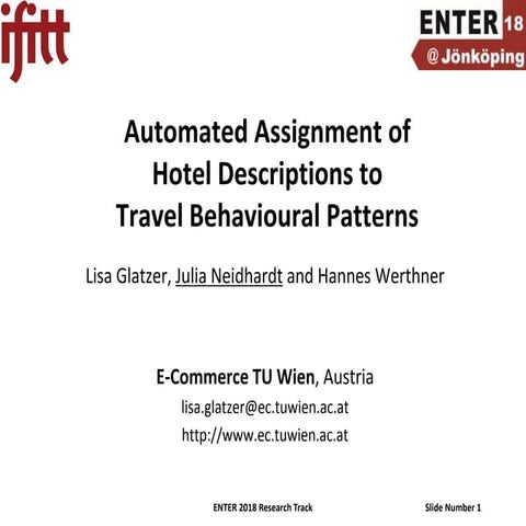  Automated Assignment of Hotel Descriptions to Travel Behavioural Patterns