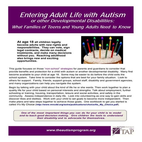 Entering adult life with autism - The Autism Program of Illinois