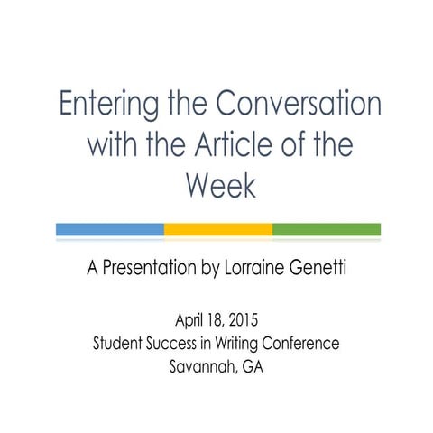 Entering the conversation