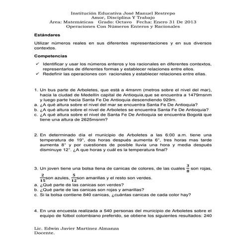 Taller de expresiones algebraicas | DOCX