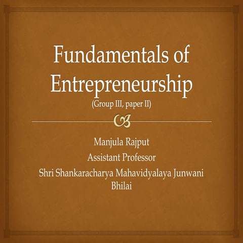 Fundamentals of Entrepreneurship  
