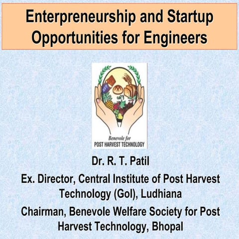 Enterpreneurship and startup opportunities for engineers