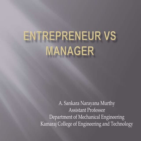 Enterpreneur vs manager slideshare content