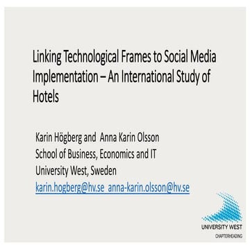 Linking Technological Frames to Social Media Implementation – An Internationa...