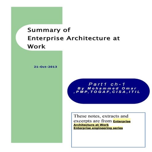 Enterprise architecture at work part1