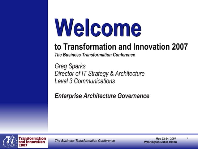 Enterprise Architecture Governance: A Framework for Successful Business