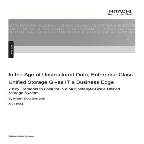 In the Age of Unstructured Data, Enterprise-Class Unified Storage Gives IT a ...