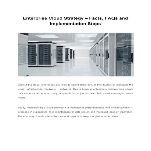 Enterprise Cloud Strategy - Facts, FAQs and Implementation Steps