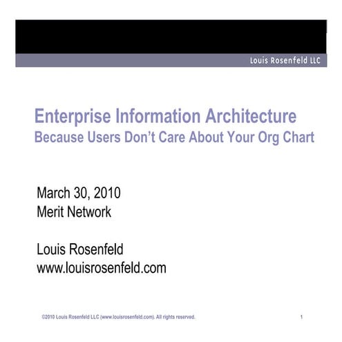 Enterprise Information Architecture:  Because users don't care about your org...