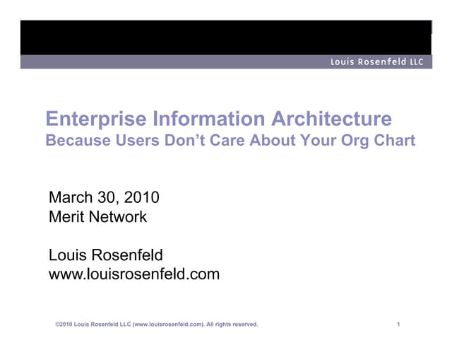Enterprise Information Architecture:  Because users don't care about your org...