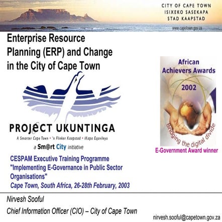 Enterprise Resource Planning (ERP) and Change in the City of Cape Town