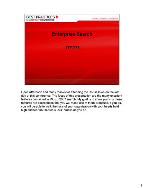 Enterprise Search Share Point2009 Best Practices Final