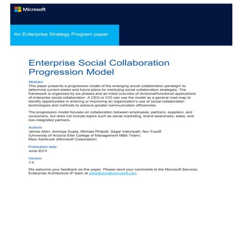 Enterprise Social Collaboration Progression Model PDF
