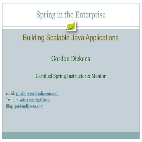 Enterprise Spring Building Scalable Applications | PPT