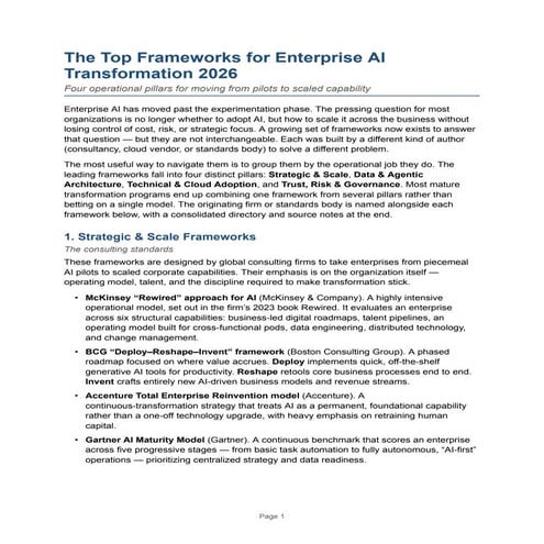 Comprehensive Frameworks for Scaling Enterprise AI Transformation in ...