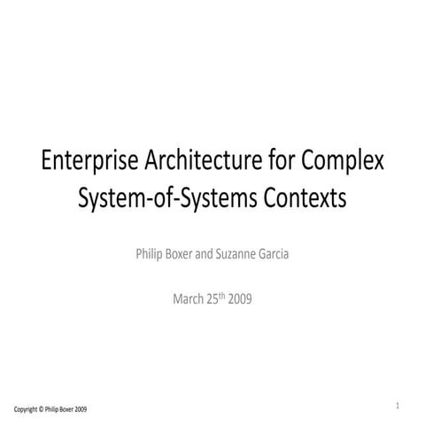 Enterprise architecture for complex system of-systems contexts | PPT