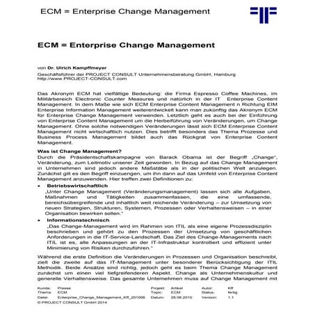 [DE] ECM = Enterprise Change Management | Ulrich Kampffmeyer | PROJECT CONSUL...