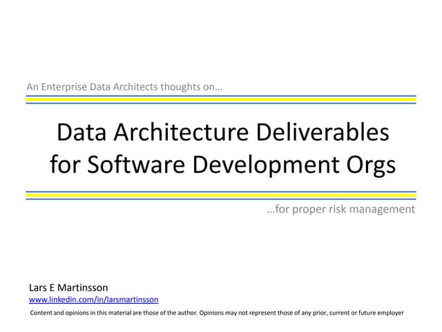 Enterprise Data Architecture Deliverables