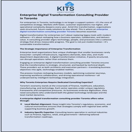 Enterprise Digital Transformation Consulting Provider Toronto | PDF