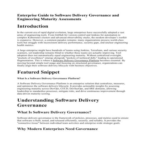 Enterprise Guide to Software Delivery Governance and Engineering ...