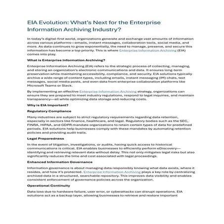 Enterprise Information Archiving Market: Trends, Growth, and Future Outlook