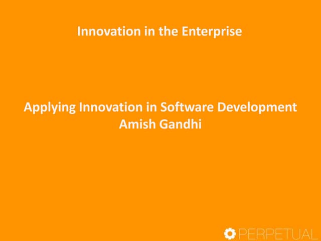 Applying Innovation in Software Dev...
