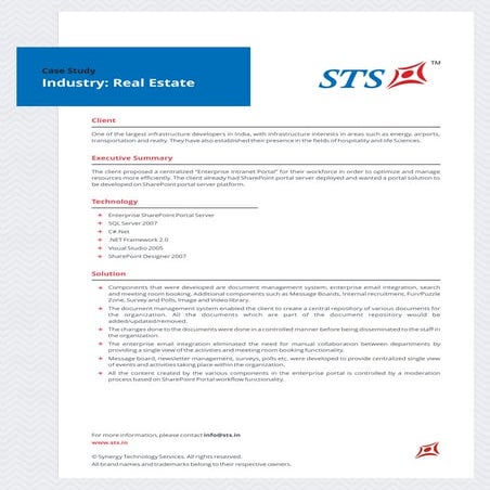 Case Study- Enterprise Intranet Portal for one of the largest infrastructure ...