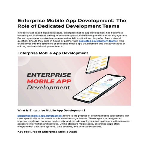 Enterprise Mobile App Development_ The Role of Dedicated Development Teams.pdf