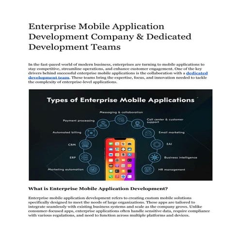 Enterprise Mobile Application Development Company & Dedicated Development Tea...