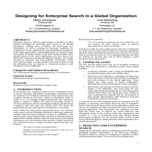 Enterprise Search Research Article: Designing for Enterprise Search in a Glob...
