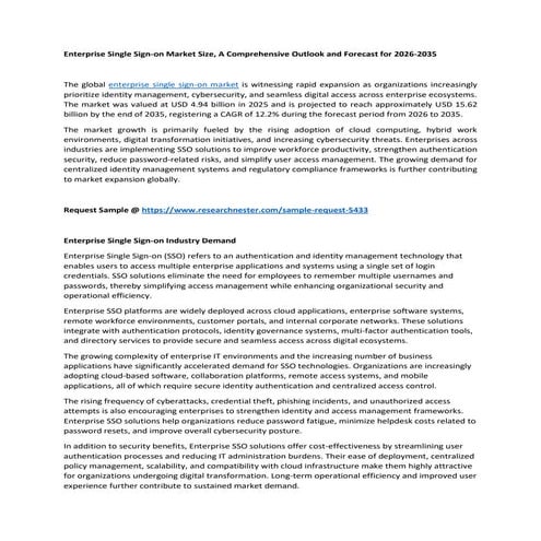 Enterprise Single Sign-on Market Report: 2035 Summary | PDF