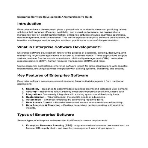 Enterprise Software Development: A Comprehensive Guide