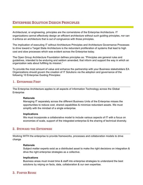 Enterprise solution design principles