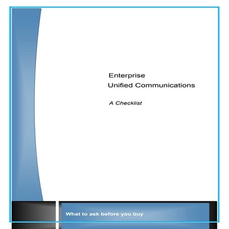 Enterprise Unified Communications A Checklist