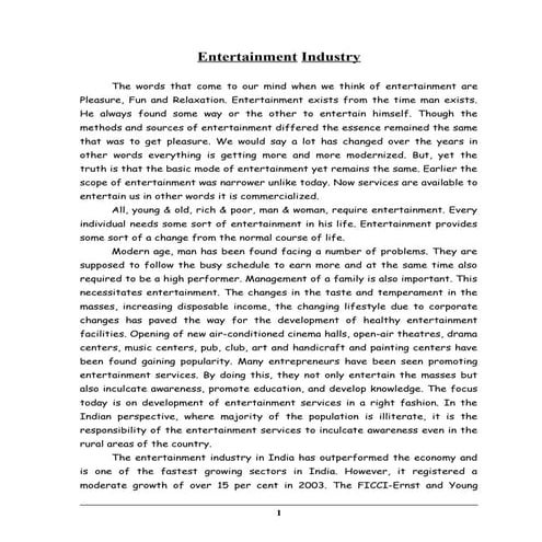 Entertainment industry