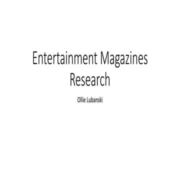 Entertainment magazines research