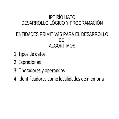 Entidades primitivas para algoritmos