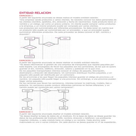 ejercicios diseño:_entidad relación en la creación de una BD