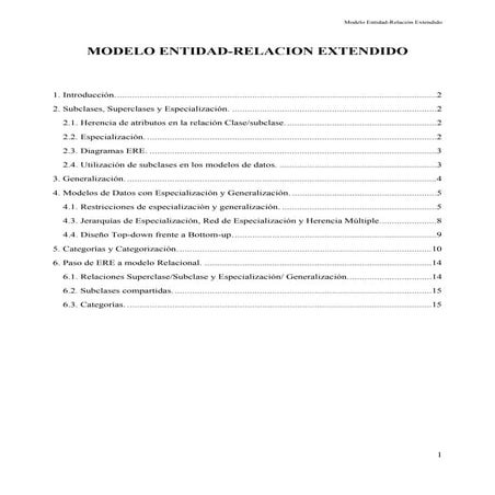 Entidad relacion extendido resumen