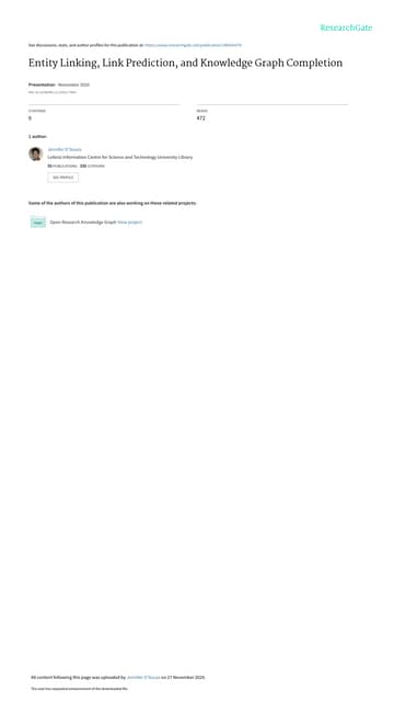 Entity Linking, Link Prediction, and Knowledge Graph Completion