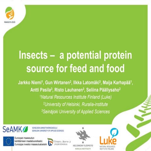 Entolab njf / Insects – a potential protein source for feed and food