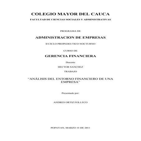 Entorno financiero de una empresa