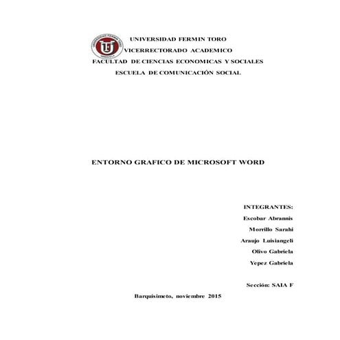 Entorno grafico de micosoft word