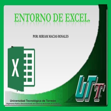 Entorno y barra de herramientas de excel