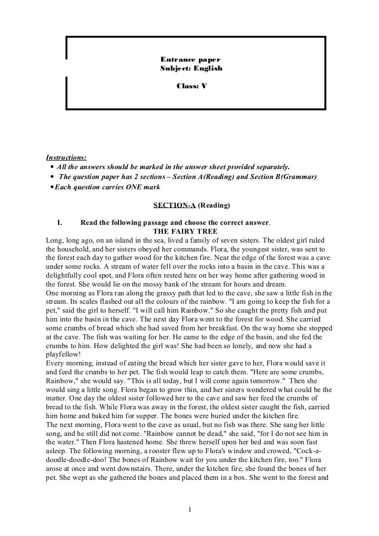 Entrance Exam Grade 5