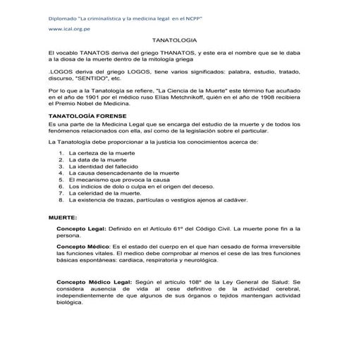 Entregar tanatologia