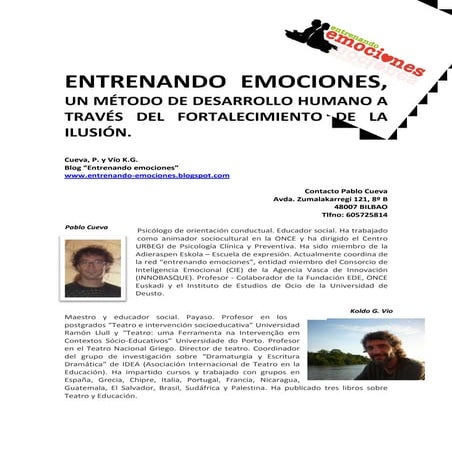 Entrenando emociones. cueva, p. y vio, k.